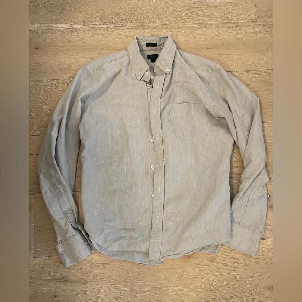 J. Crew Men's Slim Gray Oxford Button-Down Shirt